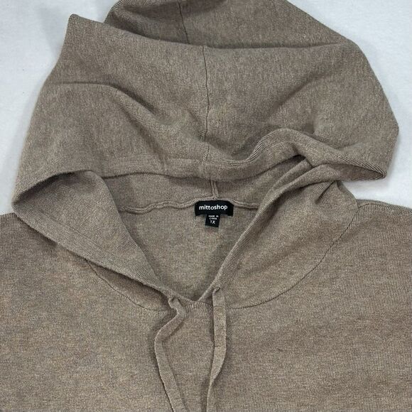 MITTOSHOP Women’s Sweater Hoodie Fringe Raw Edges Distressed Tan - Picture 2 of 9